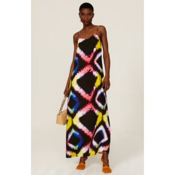 Busayo Collective Multicolor Tie Dye Retro Sleeveless Maxi Slip Dress Size Small - Picture 2 of 7